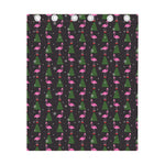 Pink Christmas Flamingo Pattern Print Curtain