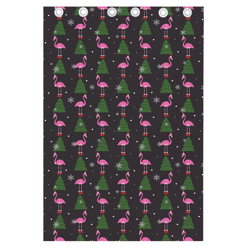 Pink Christmas Flamingo Pattern Print Curtain