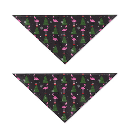 Pink Christmas Flamingo Pattern Print Dog Bandana