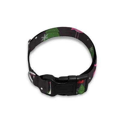 Pink Christmas Flamingo Pattern Print Dog Collar