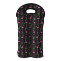 Pink Christmas Flamingo Pattern Print Double Neoprene Wine Tote