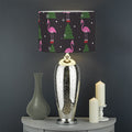 Pink Christmas Flamingo Pattern Print Drum Lamp Shade
