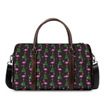 Pink Christmas Flamingo Pattern Print Duffle Bag