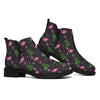 Pink Christmas Flamingo Pattern Print Flat Ankle Boots