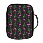 Pink Christmas Flamingo Pattern Print Front Pocket Bible Bag