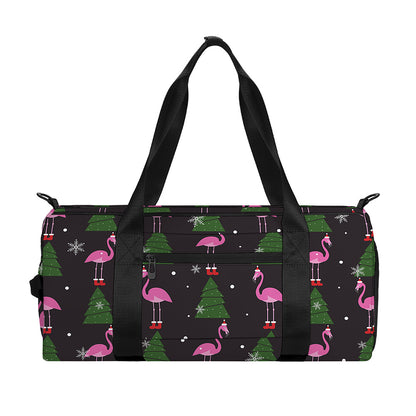 Pink Christmas Flamingo Pattern Print Gym Bag