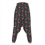 Pink Christmas Flamingo Pattern Print Hammer Pants