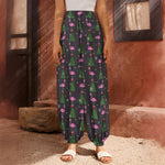 Pink Christmas Flamingo Pattern Print Harem Pants
