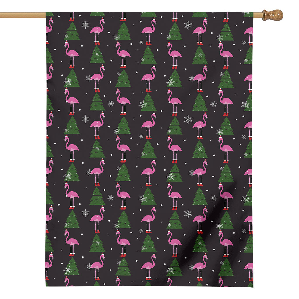 Pink Christmas Flamingo Pattern Print House Flag