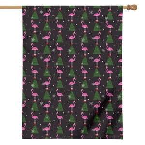 Pink Christmas Flamingo Pattern Print House Flag