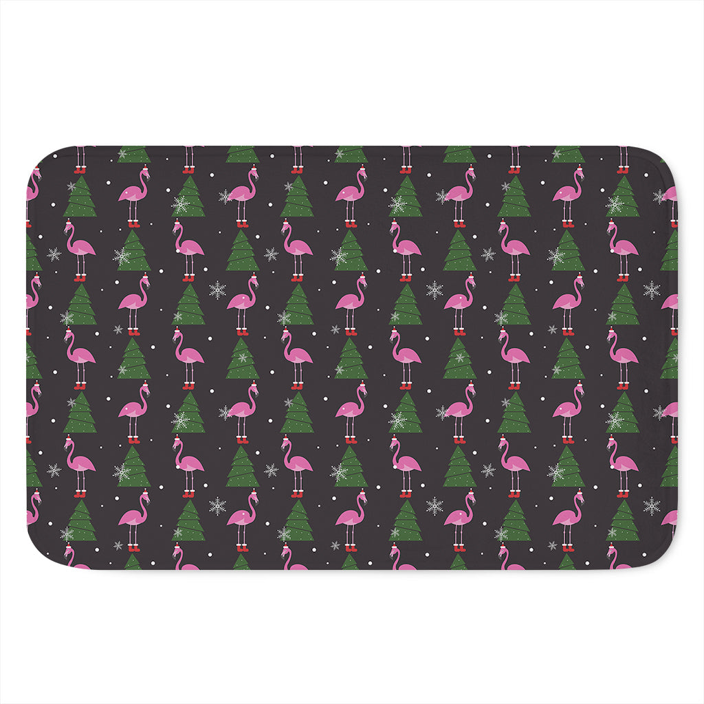 Pink Christmas Flamingo Pattern Print Indoor Door Mat