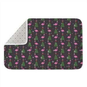 Pink Christmas Flamingo Pattern Print Indoor Door Mat