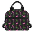 Pink Christmas Flamingo Pattern Print Insulated Lunch Bag