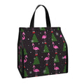 Pink Christmas Flamingo Pattern Print Insulated Lunch Tote