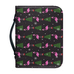 Pink Christmas Flamingo Pattern Print Leather Bible Cover