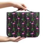 Pink Christmas Flamingo Pattern Print Leather Bible Cover