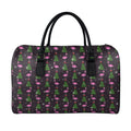 Pink Christmas Flamingo Pattern Print Leather Duffel Bag