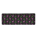 Pink Christmas Flamingo Pattern Print Long Kitchen Mat