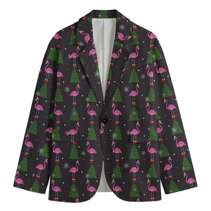 Pink Christmas Flamingo Pattern Print Men's Blazer