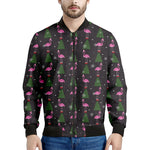 Pink Christmas Flamingo Pattern Print Men's Bomber Jacket