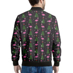 Pink Christmas Flamingo Pattern Print Men's Bomber Jacket