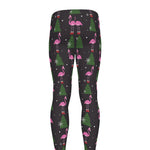 Pink Christmas Flamingo Pattern Print Men's leggings