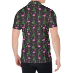 Pink Christmas Flamingo Pattern Print Men's Shirt