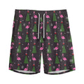 Pink Christmas Flamingo Pattern Print Men's Athletic Shorts