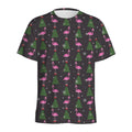 Pink Christmas Flamingo Pattern Print Men's Athletic T-Shirt