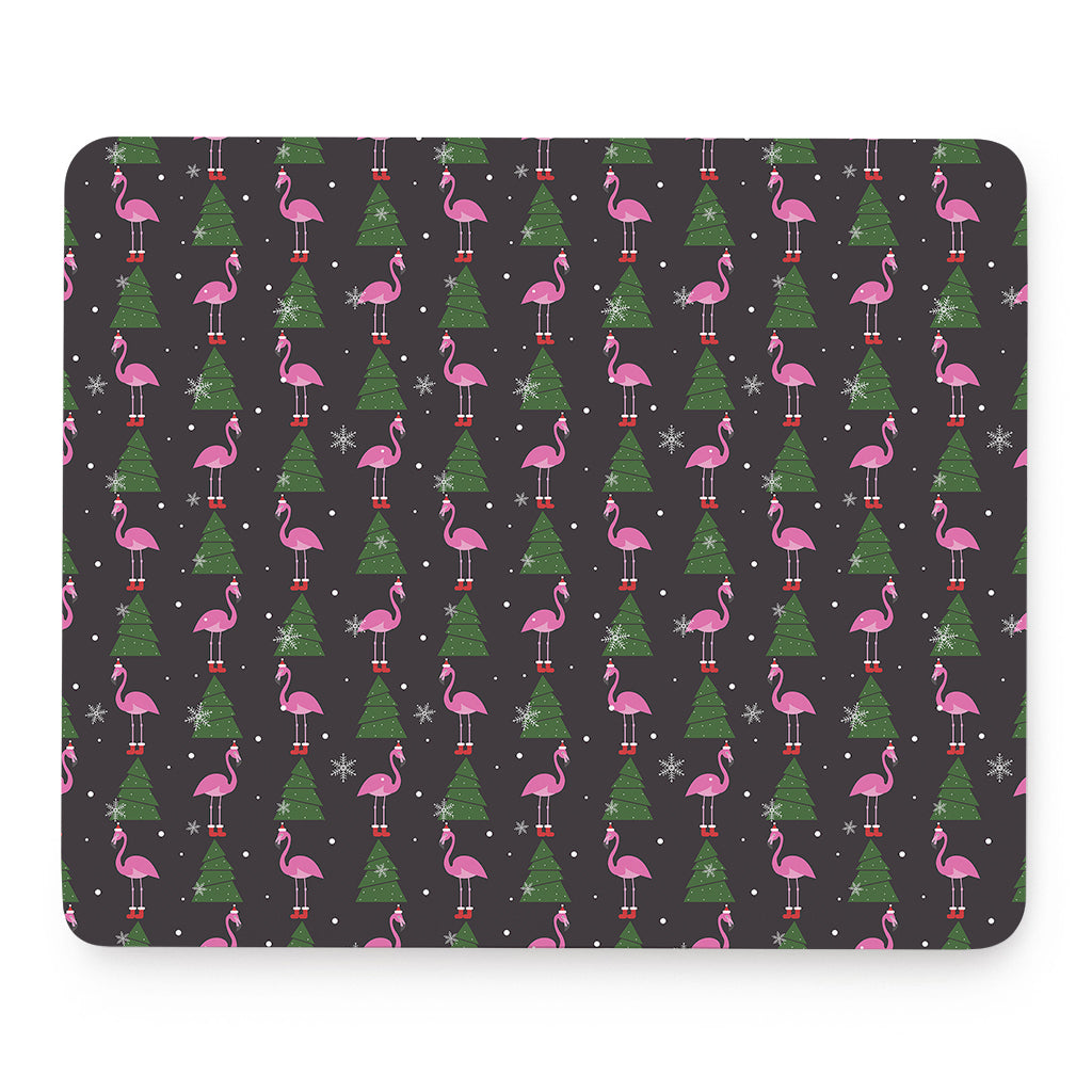 Pink Christmas Flamingo Pattern Print Mouse Pad