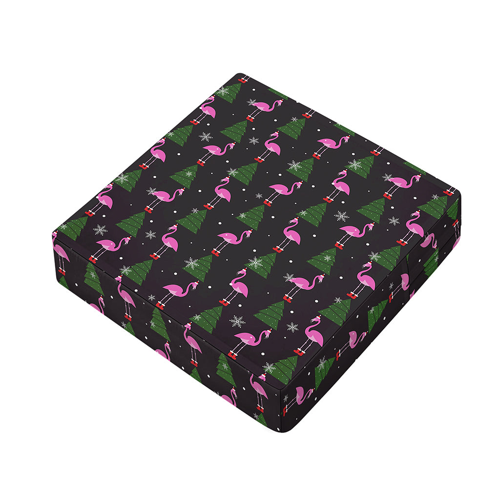 Pink Christmas Flamingo Pattern Print Outdoor Seat Cushion Cover