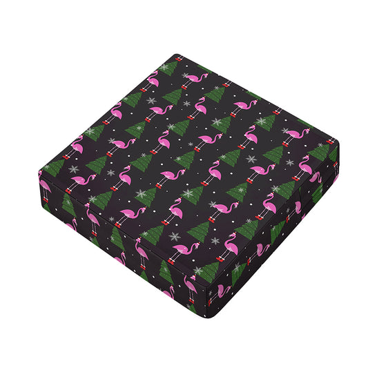 Pink Christmas Flamingo Pattern Print Outdoor Seat Cushion Cover