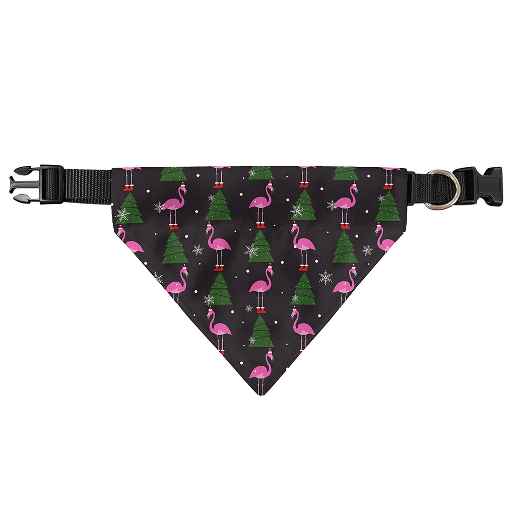 Pink Christmas Flamingo Pattern Print Over The Collar Dog Bandana