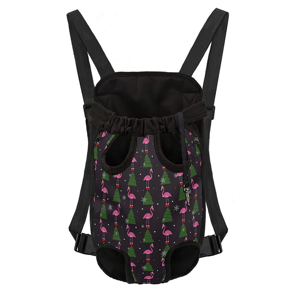 Pink Christmas Flamingo Pattern Print Pet Carrier Backpack