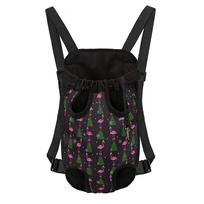 Pink Christmas Flamingo Pattern Print Pet Carrier Backpack