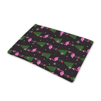 Pink Christmas Flamingo Pattern Print Pet Cooling Mat Cover