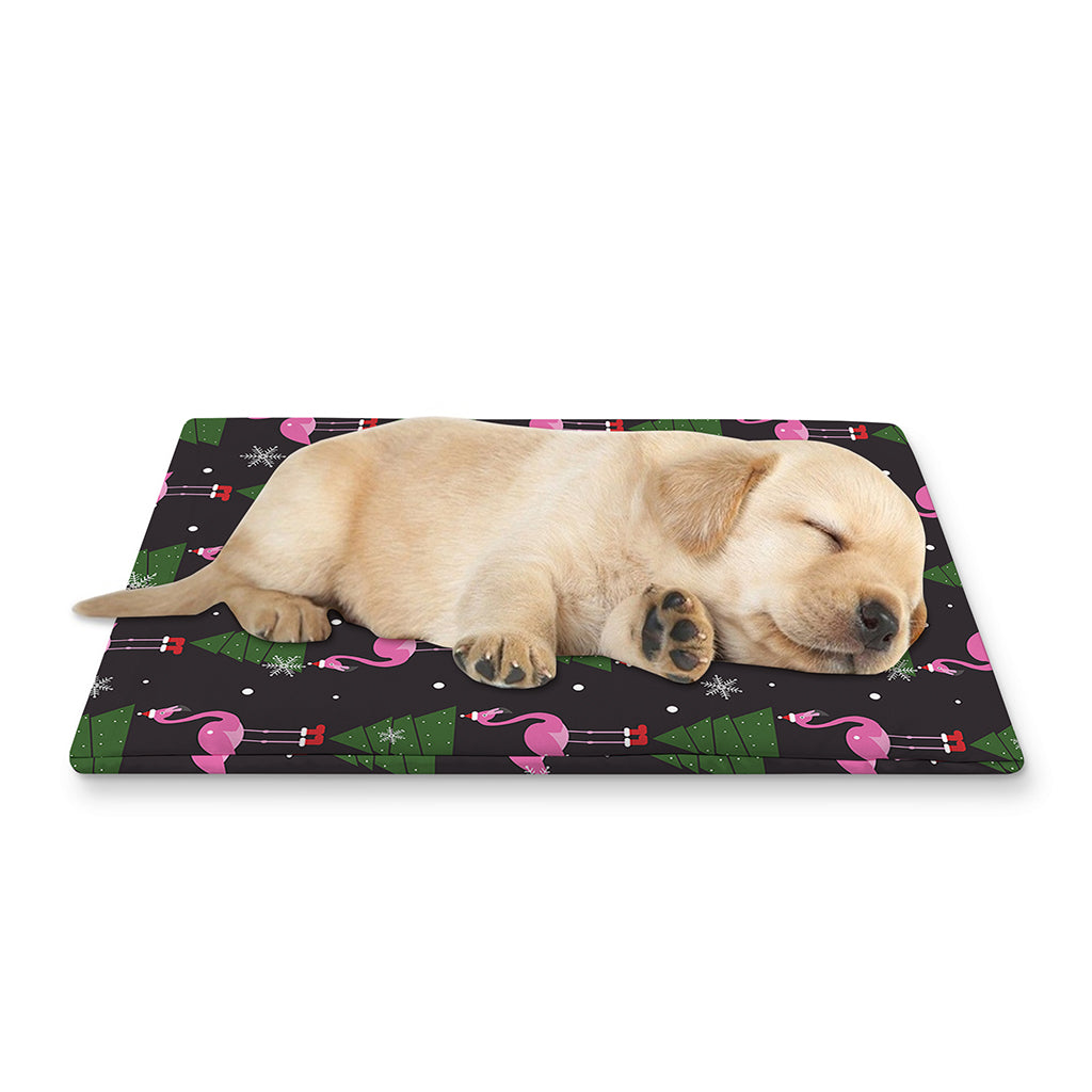 Pink Christmas Flamingo Pattern Print Pet Cooling Mat Cover