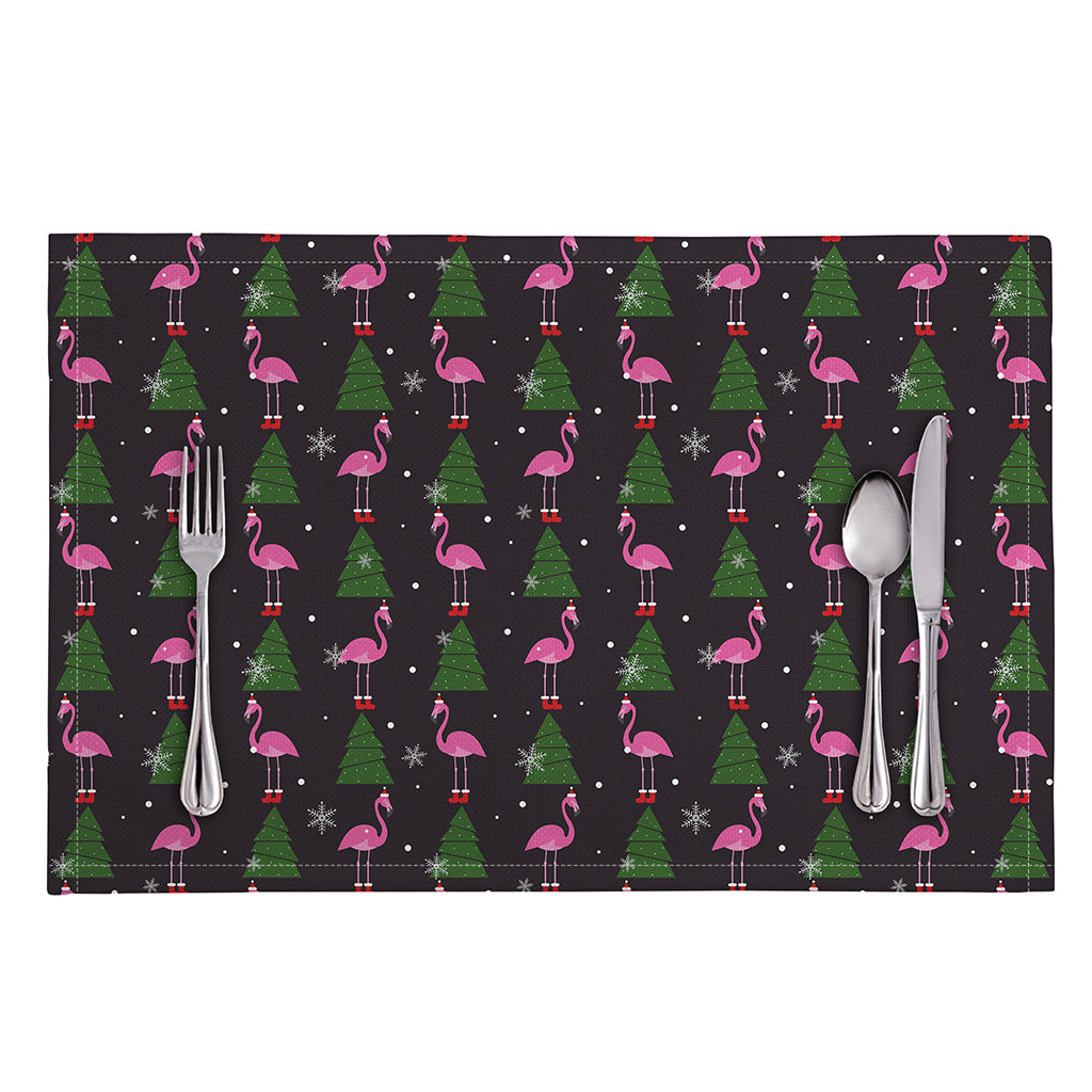 Pink Christmas Flamingo Pattern Print Placemat