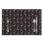 Pink Christmas Flamingo Pattern Print Placemat