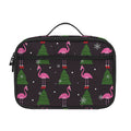 Pink Christmas Flamingo Pattern Print Portable Lunch Bag