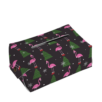 Pink Christmas Flamingo Pattern Print Rectangle Tissue Box Cover