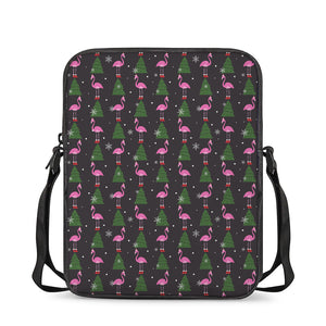 Pink Christmas Flamingo Pattern Print Rectangular Crossbody Bag