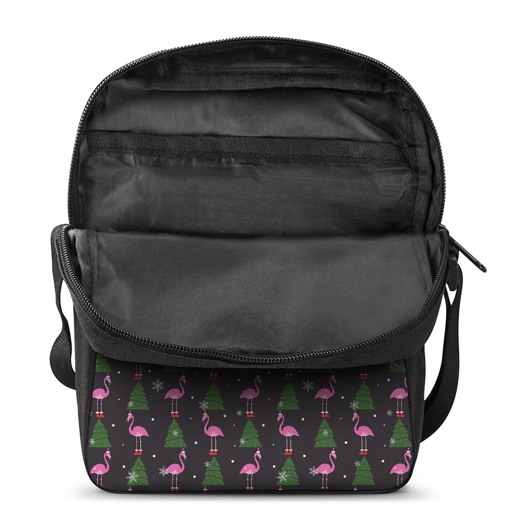 Pink Christmas Flamingo Pattern Print Rectangular Crossbody Bag