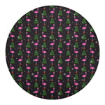 Pink Christmas Flamingo Pattern Print Round Blanket
