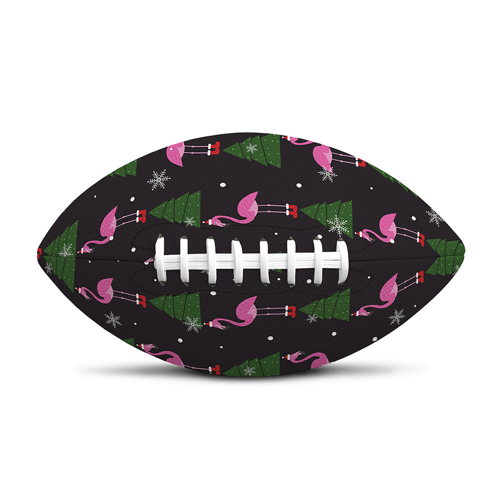 Pink Christmas Flamingo Pattern Print Rugby Ball