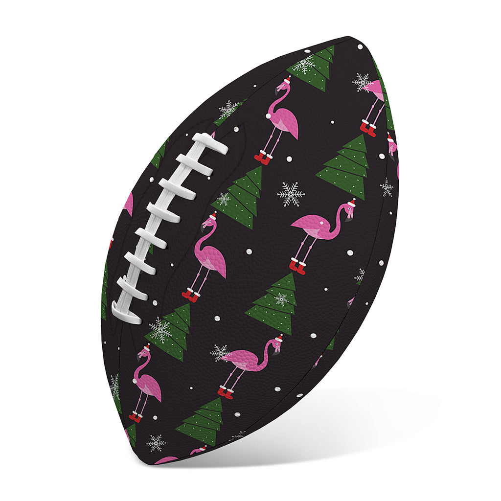 Pink Christmas Flamingo Pattern Print Rugby Ball