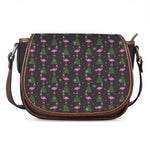 Pink Christmas Flamingo Pattern Print Saddle Bag