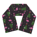 Pink Christmas Flamingo Pattern Print Scarf