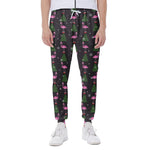 Pink Christmas Flamingo Pattern Print Scuba Joggers