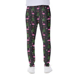 Pink Christmas Flamingo Pattern Print Scuba Joggers